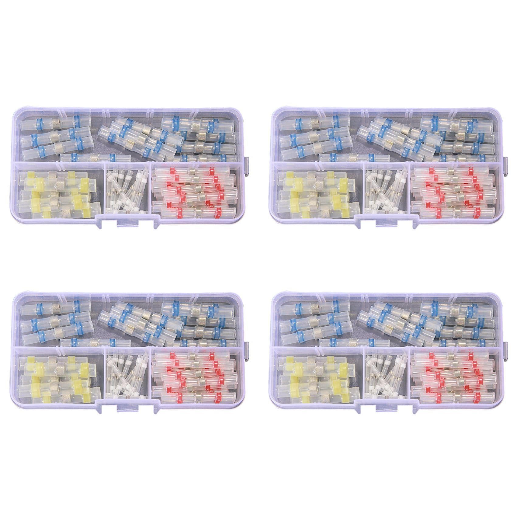 200Pcs Connector Heat Shrink Sordering Terminals Waterproof Solder Sleeve Tube Wire Insulated Butt Connectors