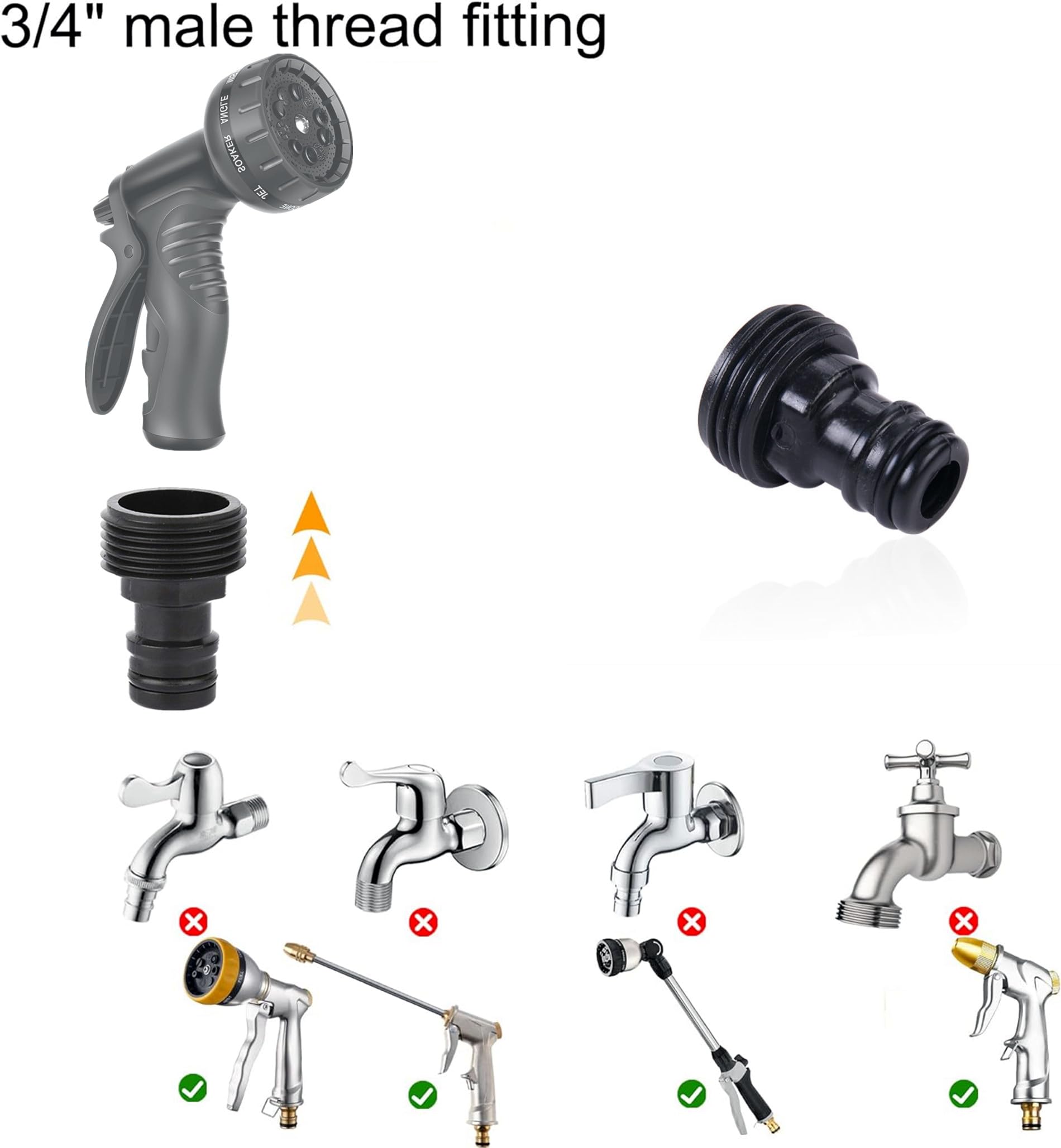 Lot De 2 Connecteurs De Robinet De Tuyau D'arrosage, Connecteur De Robinet Mâle Fileté De 1,27 Cm Pour Tuyau D'arrosage BSP 1/2, Raccords D'arrosage Mâles Pour Adaptateur De Robinet Fileté, Connecteur