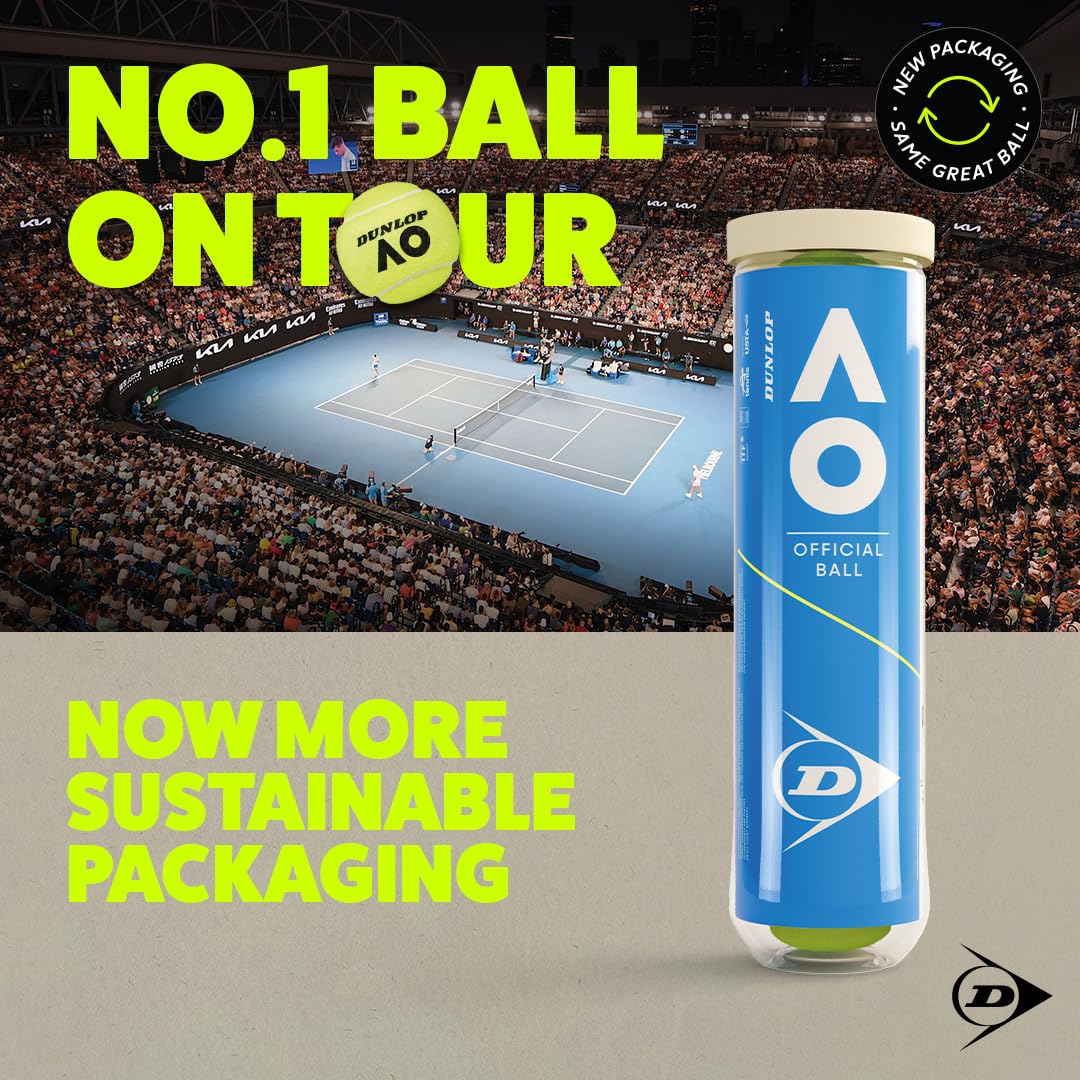 Dunlop Uniseks D Tb Australian Open 4Pet Piłki tenisowe Yellow One Size