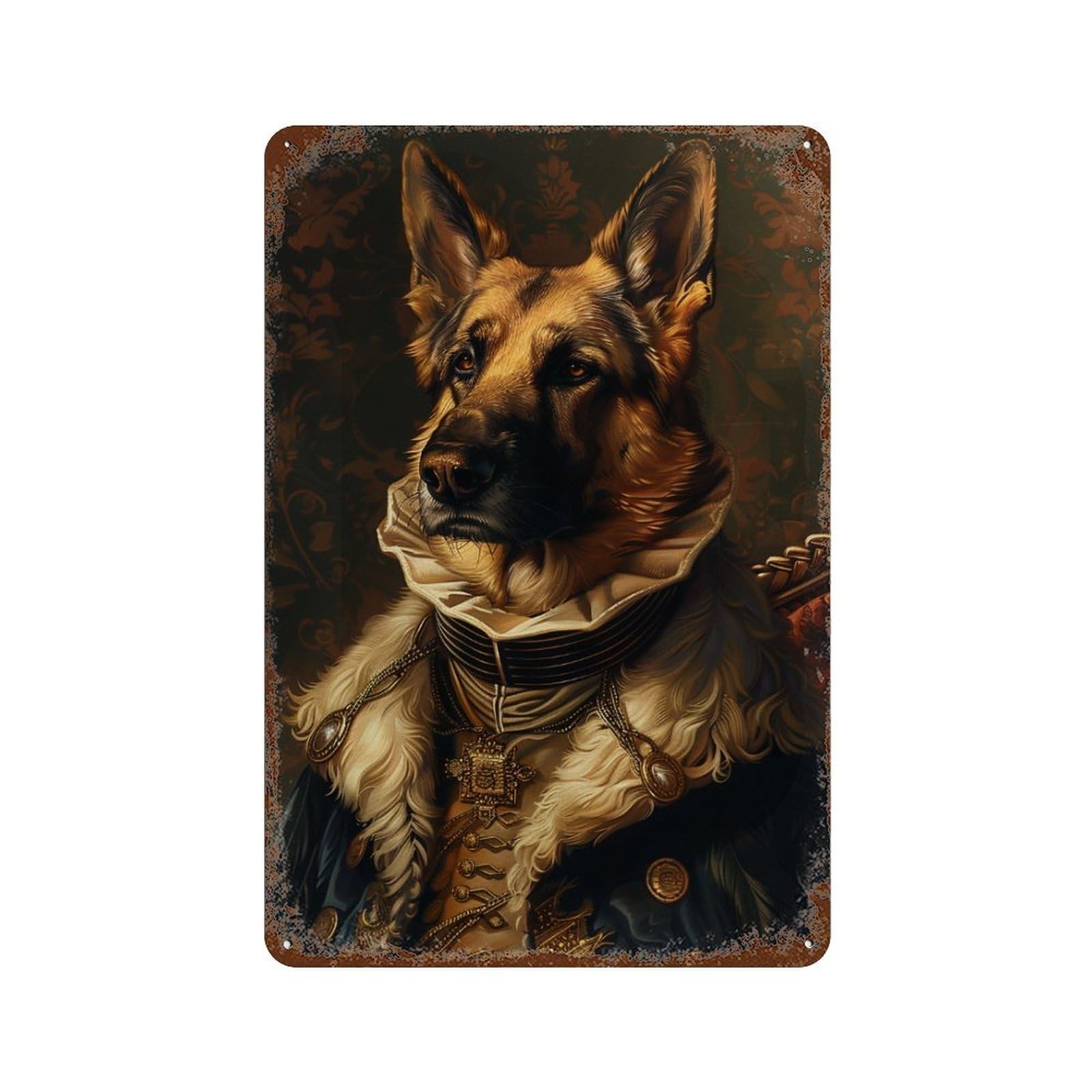Royal German Shepherd Portrait 11.8"x7.9" Decorative Tin Sign, Farmhouse Wall Decor for Farmhouse, Kitchen And Entryway Decor
