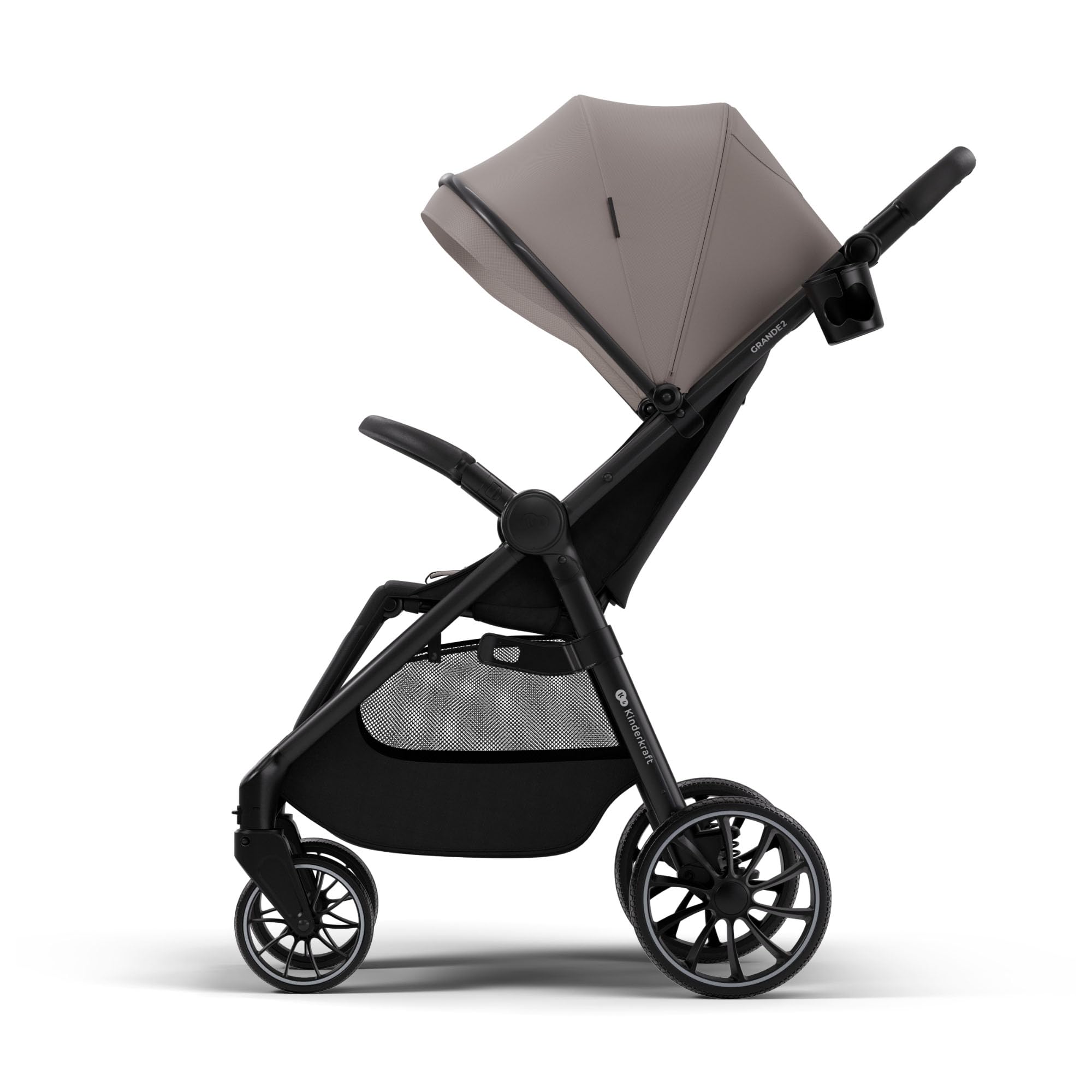 Kinderkraft GRANDE 2 – Cochecito | Ruedas grandes, CLICK&FOLD, Beige