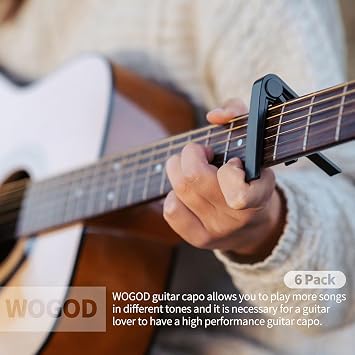 Capo 6 Pack Guitar Capo for Acoustic Electric Guitar Ukulele Bass Banjo Mandolin Capo (Classic black - 6Pcs)