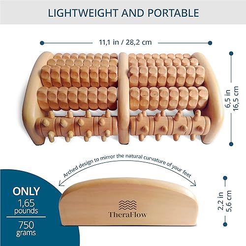 Miniatura 6 de TheraFlow Masajeador de pies de madera para neuropatía, dolor de talón y alivio de la fascitis plantar específico | Masaje profundo de tejidos y