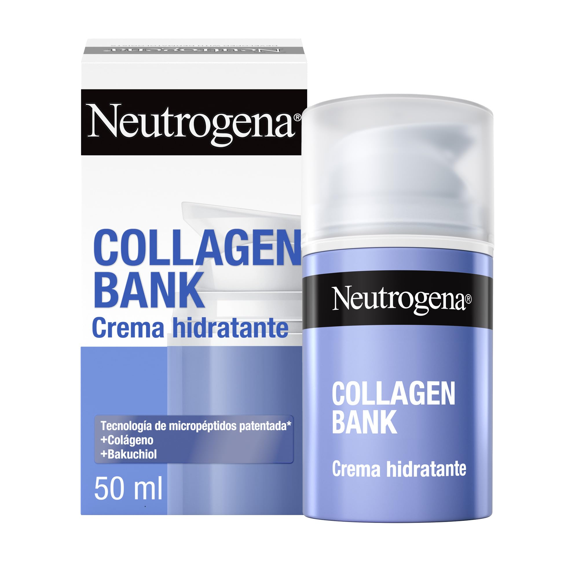 Neutrogena Collagen Bank Crema hidratante facial (1 x 50 ml), crema de noche anti-edad que preserva el colágeno, para una piel más tersa, apta para rostro y cuello