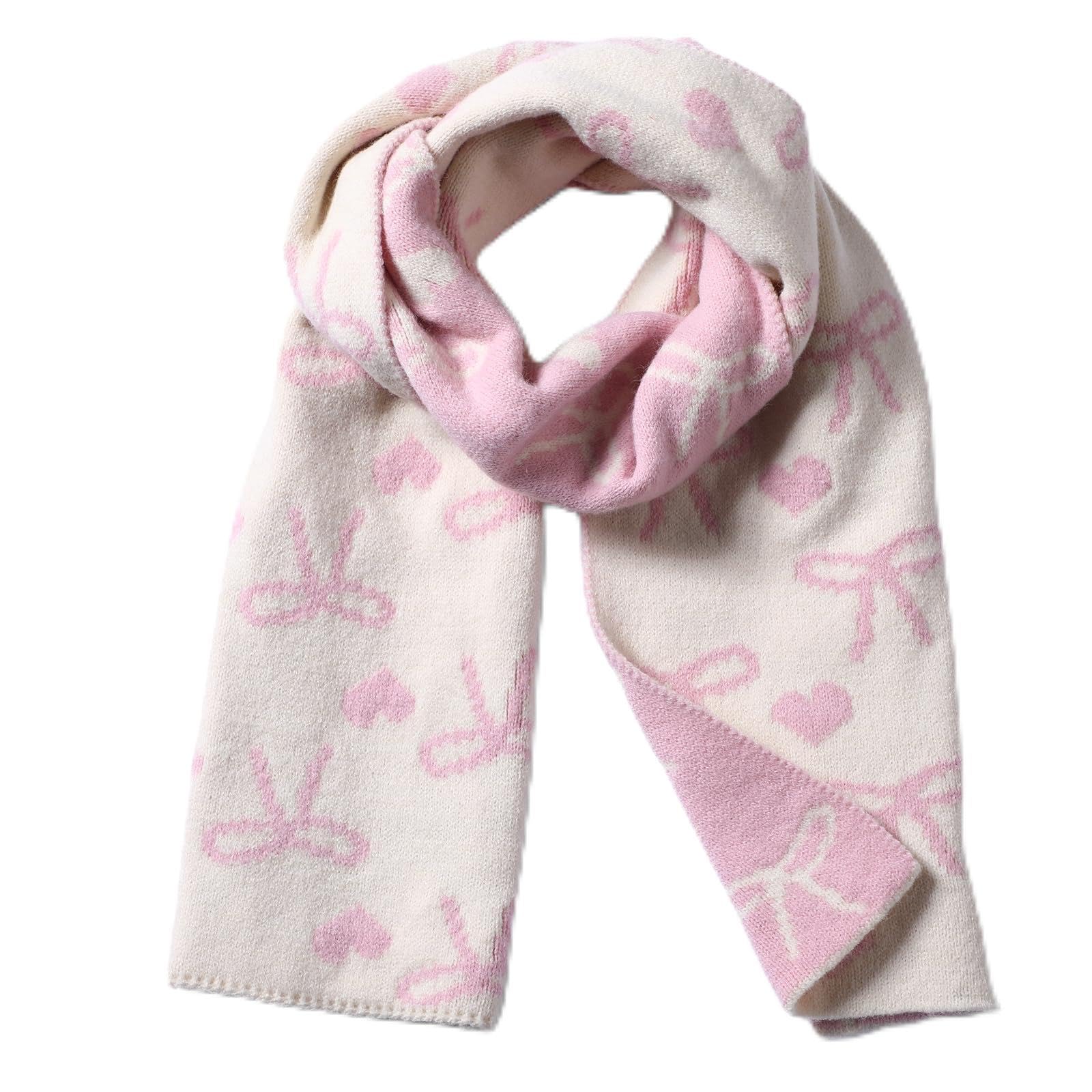 mepase Pink Chunky Scarf for Women Winter Blanket Scarf Cute Pink Bow Thick Oversized Scarves Soft Warm Blanket Scarves Coquette Shawl and Wraps for Women Winter Valentines Gifts-picture-22