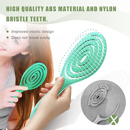 Miniatura 4 de Cepillo de pelo desenredante antienredos, cepillo de cabello desenredante húmedo y seco, cepillo de pelo en espiral para mujeres, hombres, niños, se