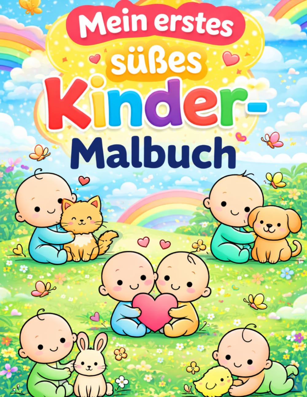 Mein erstes süßes Kinder-Malbuch: Ausmalbuch für Kinder ab 3 Jahren mit Tieren, Natur & Wolken