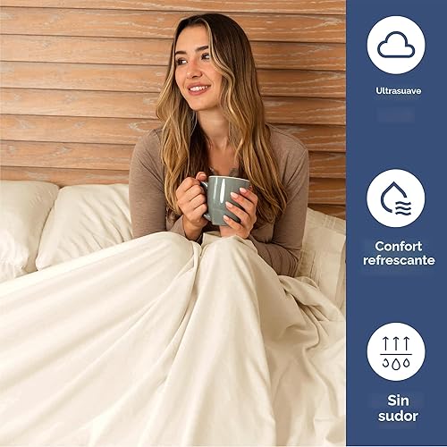 Miniatura 4 de Juego de sábanas de 4 piezas tamaño Queen, cómodo, transpirable y refrescante, ropa de cama de lujo de hotel para mujeres, hombres, niños
