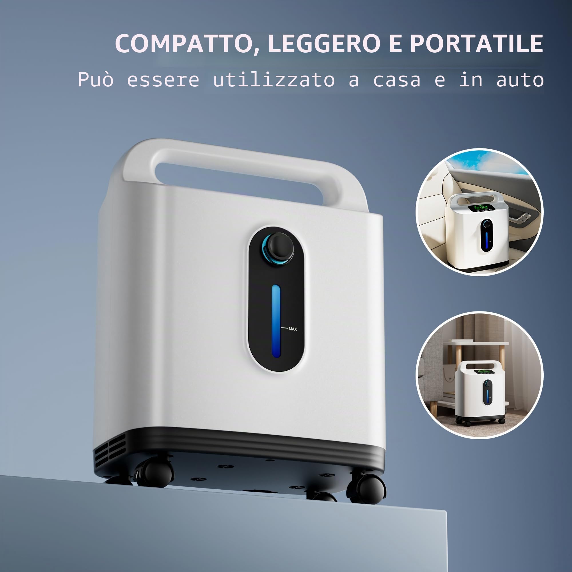 Concentratore di ossigeno, 93% ± 3% concentrazione di ossigeno regolabile 1-8L con movimento del rullo (istruzioni in lingua tedesca)