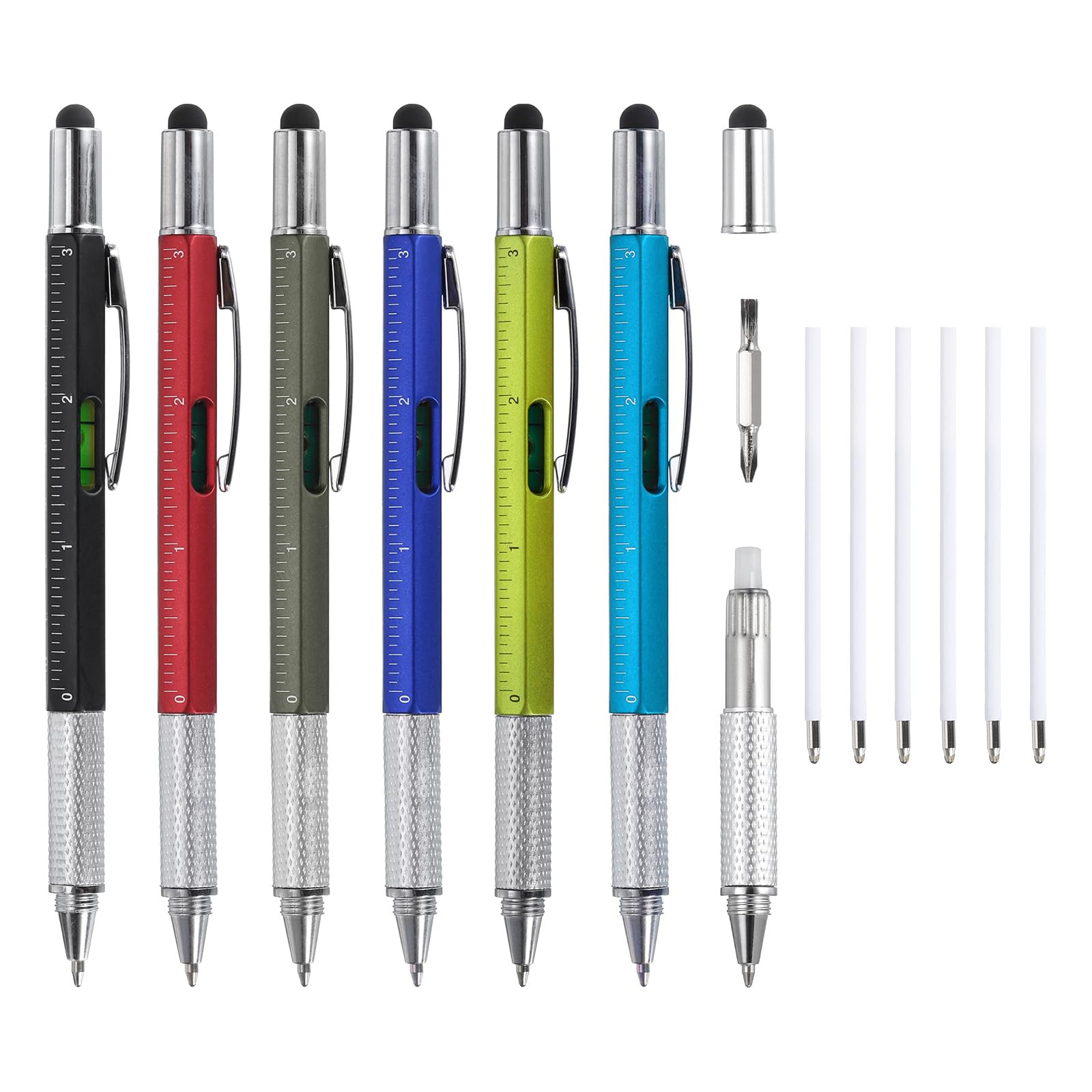 Stylo multifonction 6 en 1 fini les outils perdus, lot de 48 stylos avec règle et niveau