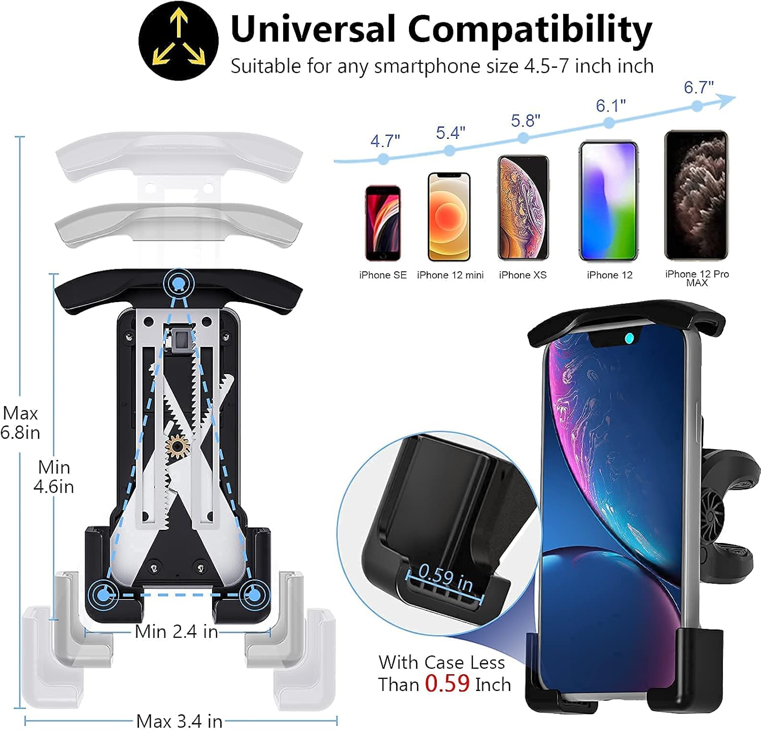 Motorcycle Phone Mount Holder Bike Phone Mount Cell Phone Mount Holder for Bike Bicycle Sport Road Bike Handlebar Universal 360 Adjustable for iPhone 12 11 xr Pro Max All Phones : Automotive