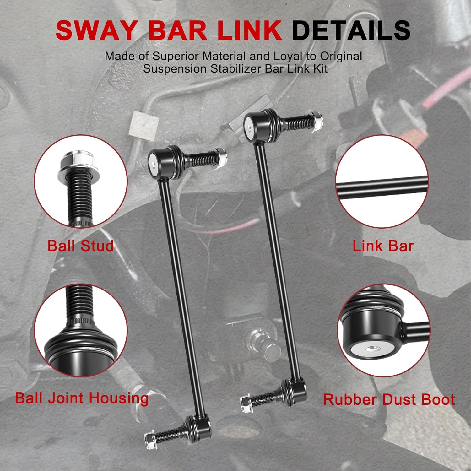 K750616 K750617 Front Sway Bar Link Kit Compatible with Ford Explorer 2011-2019, for Police Interceptor Utility 2013-2019, Suspension Stabilizer Bar End Links Replace for MS40861, MS40862