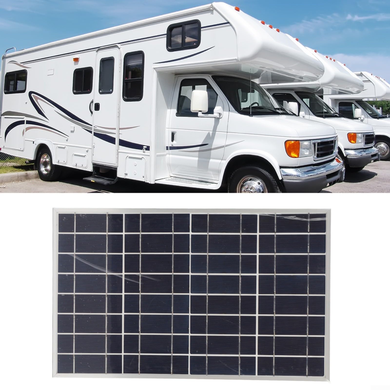 Solarmodul 18V 20W mit 60A wasserdichtem Controller und Batterieklemme, Polycrystalline Silikon, PVC Gehäuse, für IDEAL für Outdoor und Camping(30A)