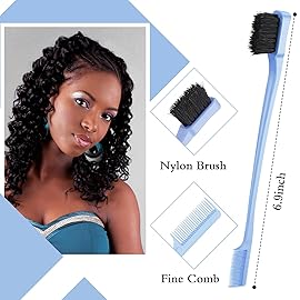 Geiserailie 3 Pcs Slick Back Hair Brush Set Bristle Brush Edge Control Teasing Comb for Women Black Hair(Light Blue)