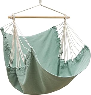 AMANKA Silla Colgante XL de 155x125 cm - 1 Persona Hamaca Columpio hasta 100 kg - Sillón Relax para Interior y Exterior - Balancín con Barra de Madera - Nido Cómodo para Balcón, Terraza o Habitación