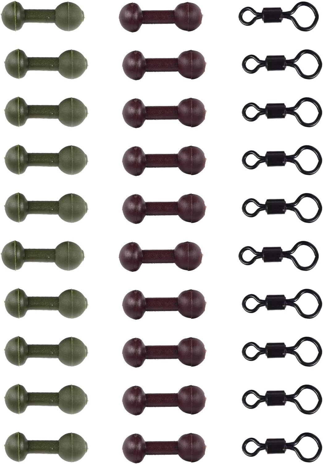 NewShotCarp Fishing Chod Heli Beads Kit - 20x Chod Helicopter Rig Line Protectors with 10x Swivel Connectors for Zig Rigs, Terminal Tackle Accessories