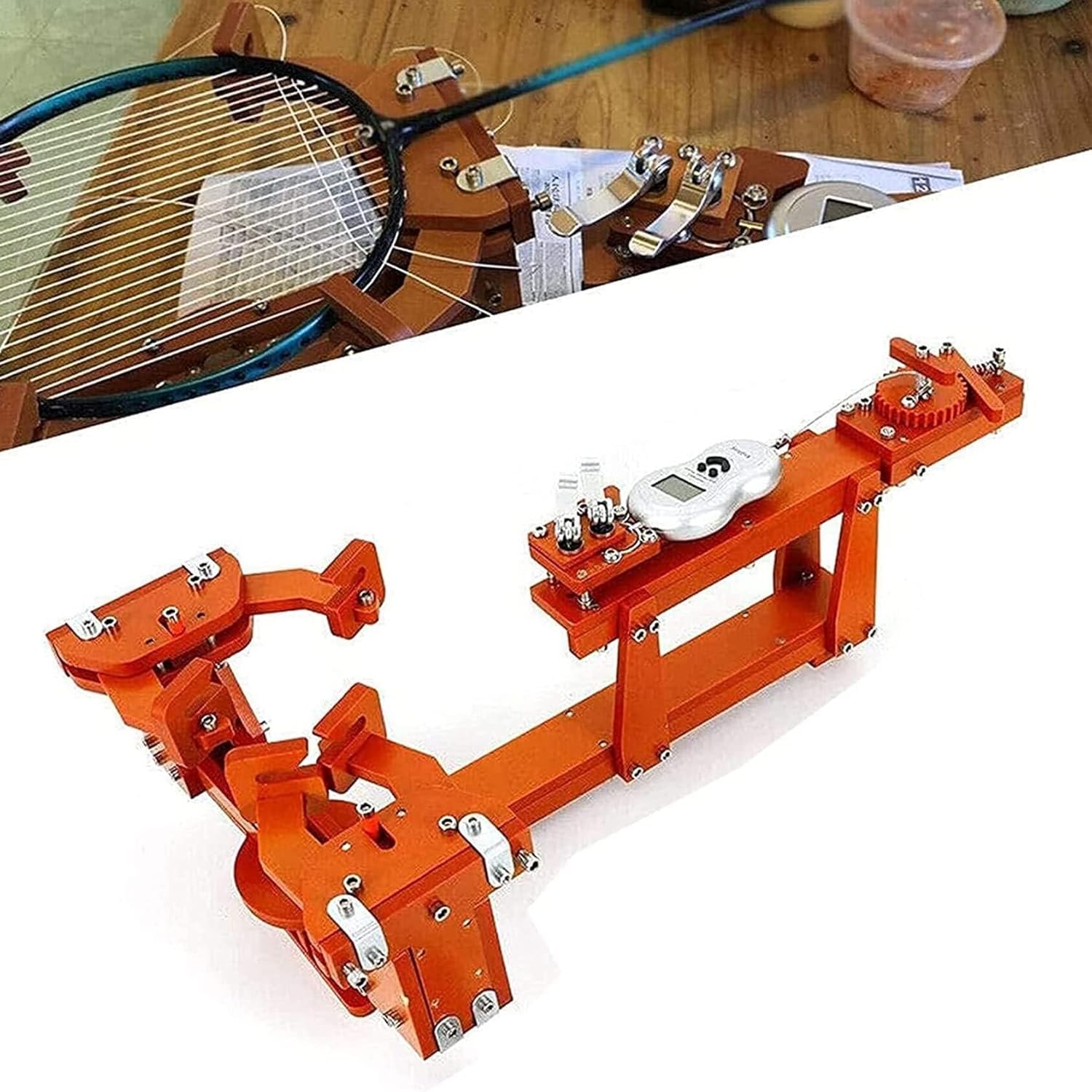 MIAOMI Table Racket Stringing Machine, Badminton Racket Stringer, 6-Point Fixed Winch Type Badminton String Machine for DIY Squash, Tennis or Badminton Rackets