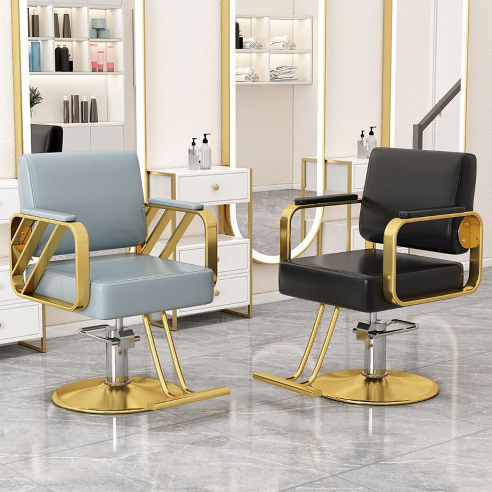 Fotel fryzjerski Fotel fryzjerski z wytrzymałą pompą hydrauliczną, salon fryzjerski, tatuaż, warkocz, sprzęt do pielęgnacji włosów,Beige,A
