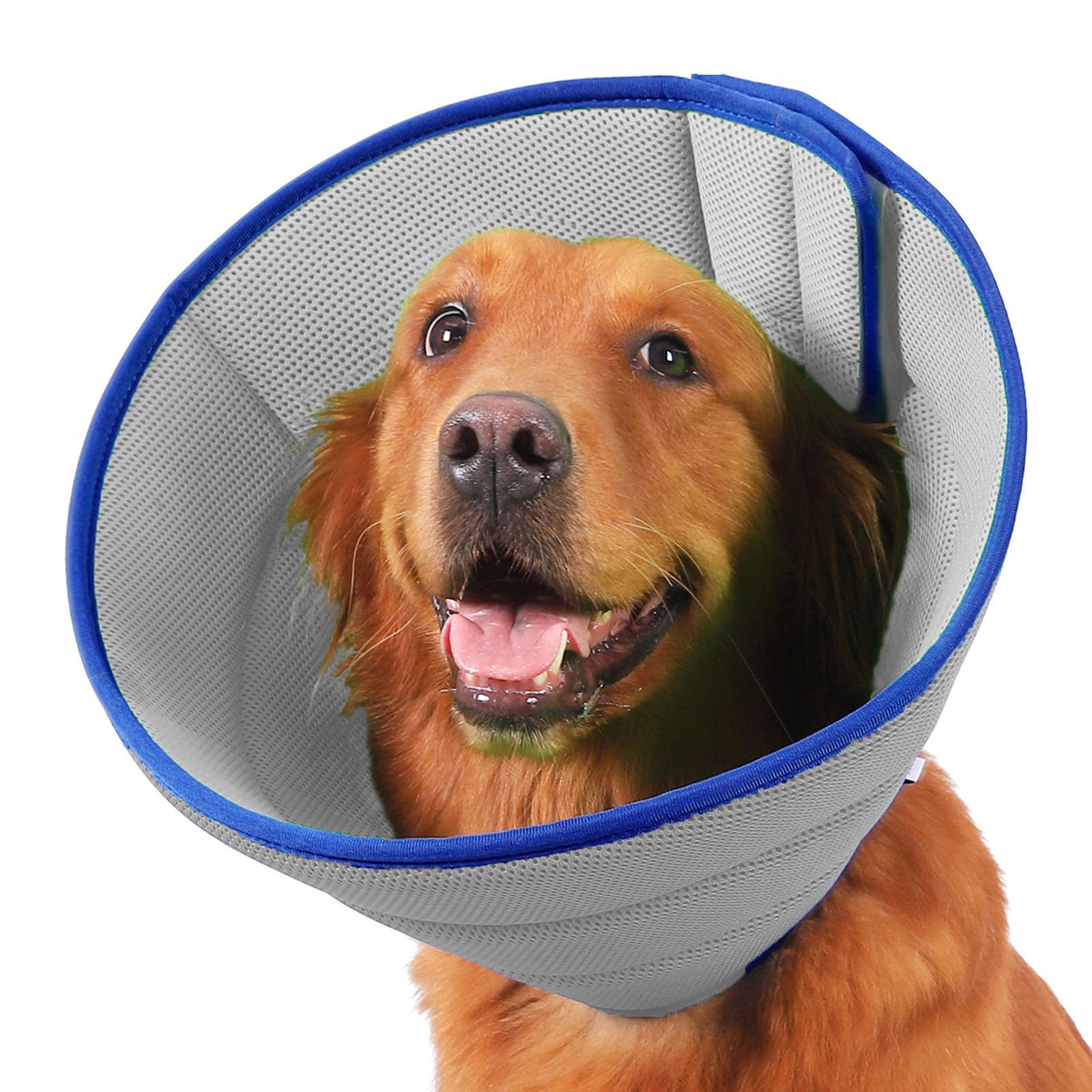 Soft Dog Cone Collar for Dogs After Surgery, Buster Collars for Dogs and Cats, Adjustable Neck Recovery Collar for Pets, E-Collar for Dog, Protective Head Cone for Pet Prevent Licking (Grey Size 7)