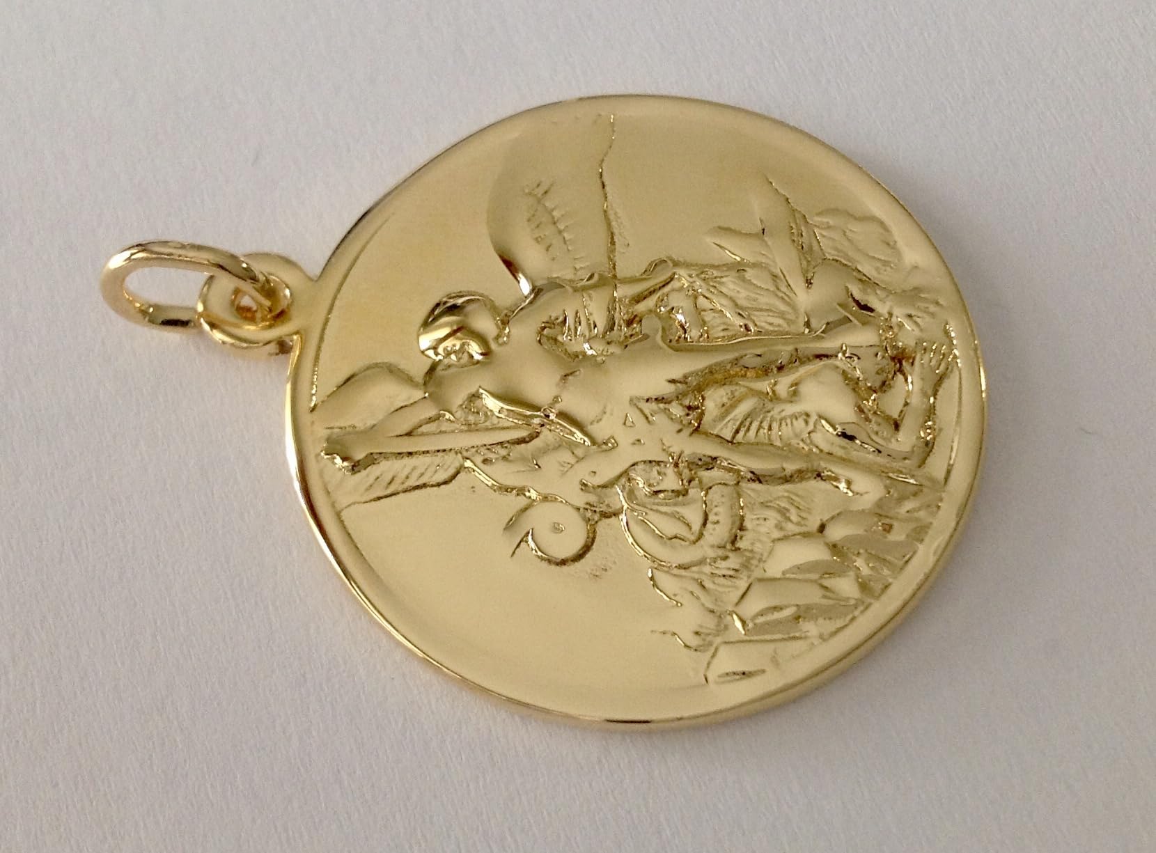 I G J Medalik św. Anioła Michaela – pozłacany (gwarantowany) – duży rozmiar – 32 mm