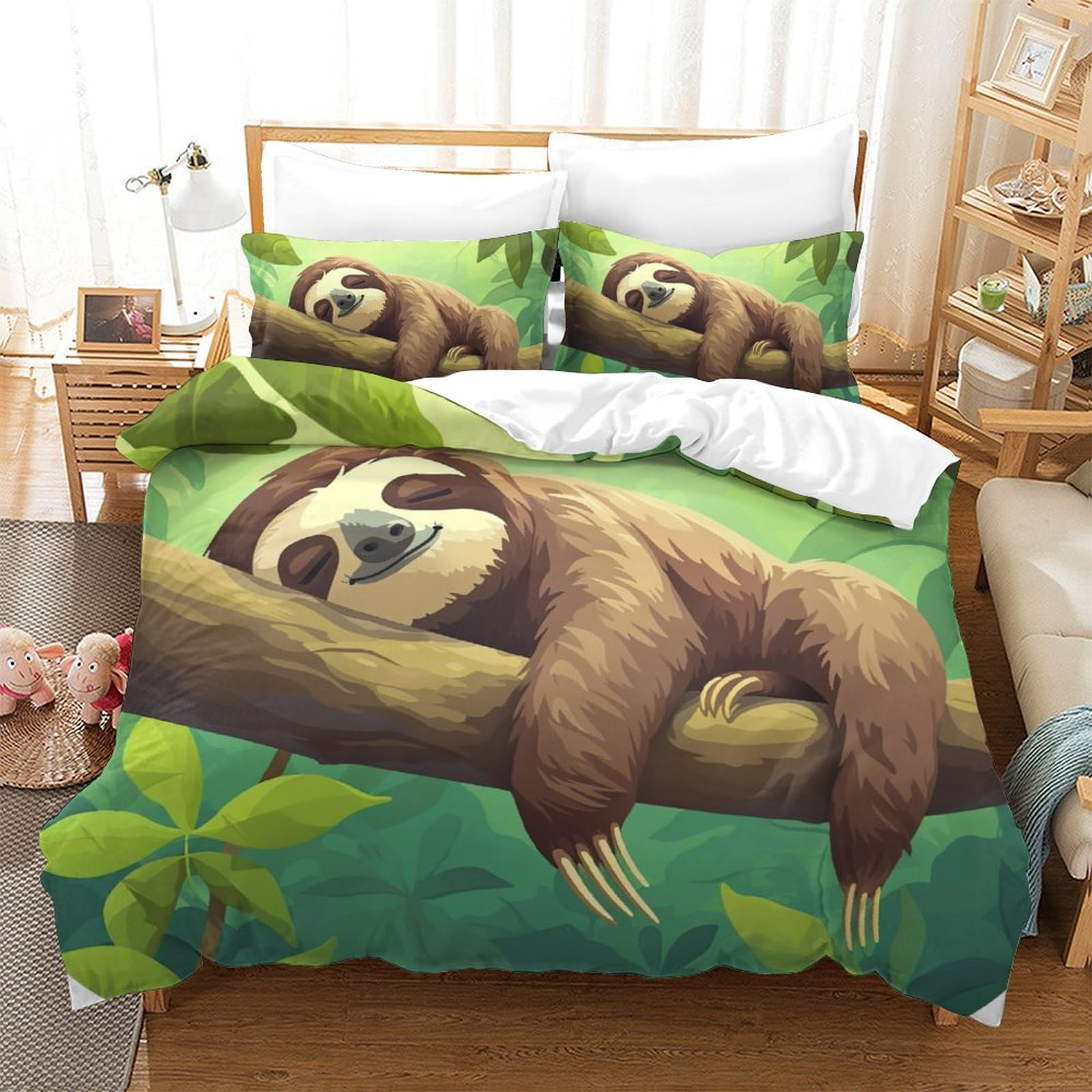 Parure de lit loutre d'arbre 3 pièces King 220x240 avec taies d'oreiller microfibre