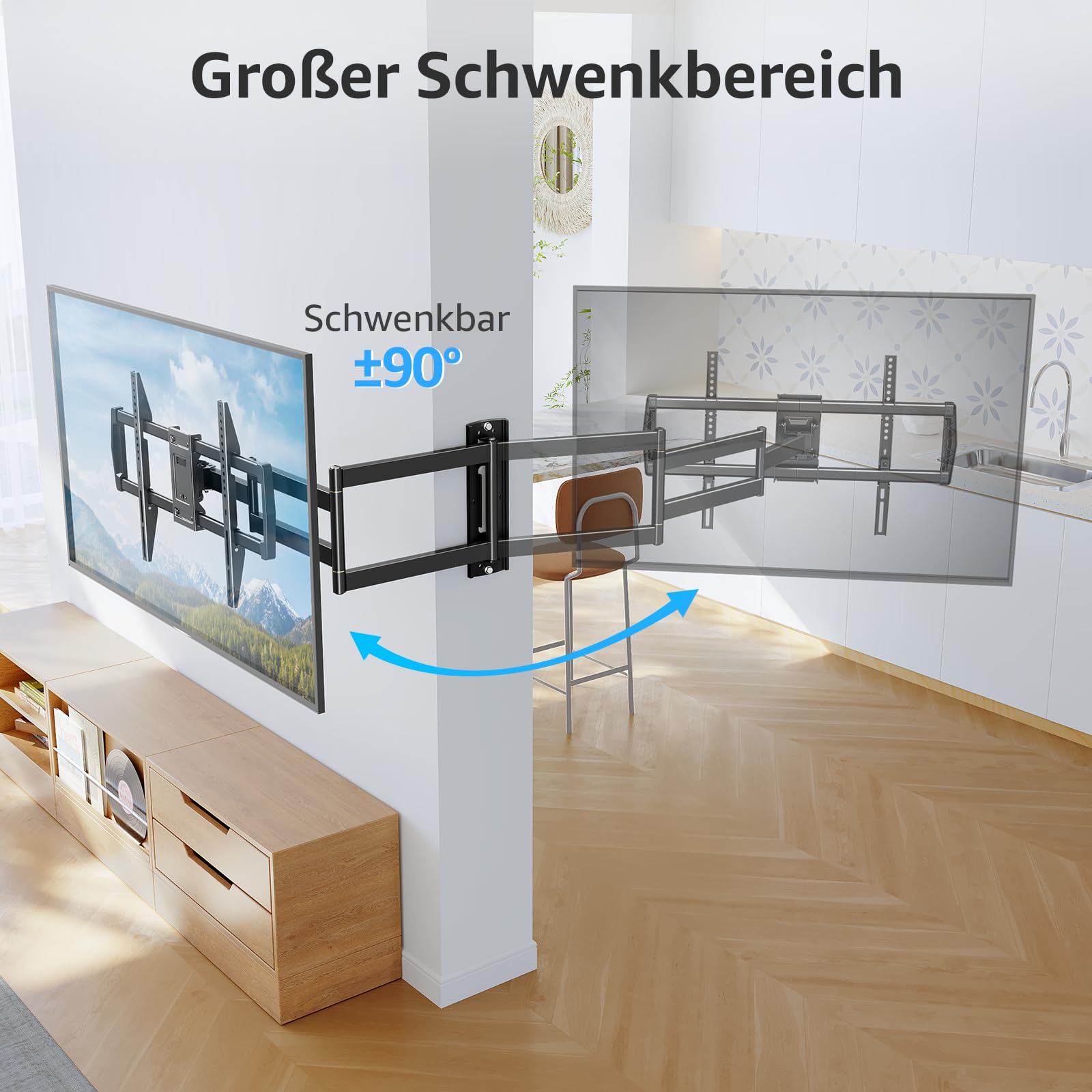 MOUNTUP 962mm Langarm TV Wandhalterung für 42–75 Zoll bis zu 45kg, Schwenkbare Neigbare Wandhalterung Fernseher, Extra Langer Reach Fernseher Halterung, Max VESA 600 x 400mm, EU0047-L