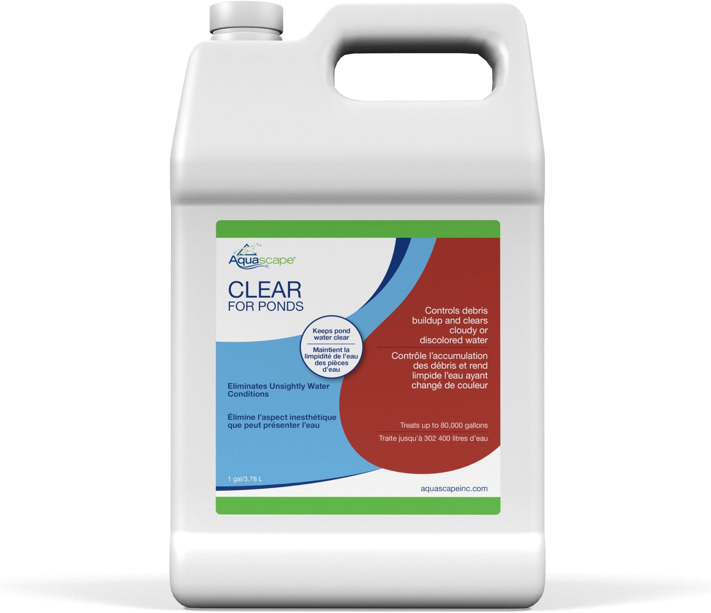 Aquascape CLEAR Water Treatment for Koi and Fish Ponds, Blend of Clarifiers to Clear Cloudy or Discolored Water and Reduce Debris, 1 gallon / 3.78 L | 96068