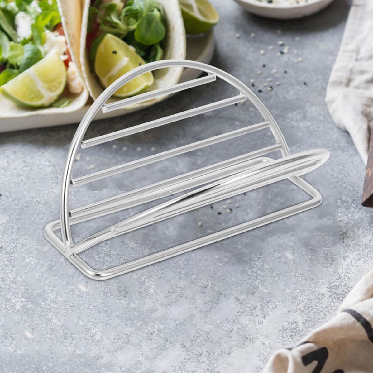 4 Pack Stainless Steel Taco Holder Rack for Restaurant Use