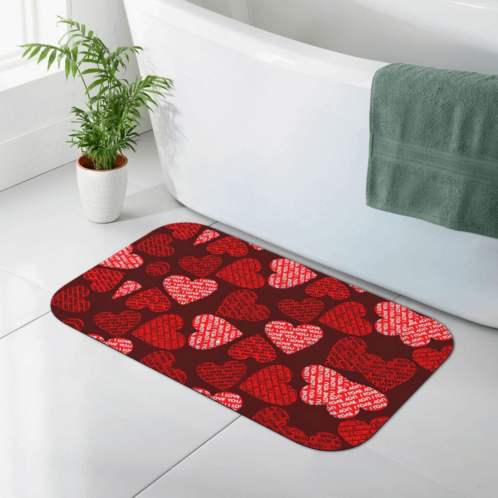 Tapis de bain diatomée pliable pour douche familiale à cœurs