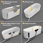 D-Line Cable Management Box, Support de la bande de puissance, Hider de sortie de plancher, Organisateur de cordon de bureau, Couverture TV Fils, 12.75" (L) x 5" (W) x 4.5" (H), pour utilisation avec des bandes de puissance jusqu'à 10.5in Longueur - Petit, blanc