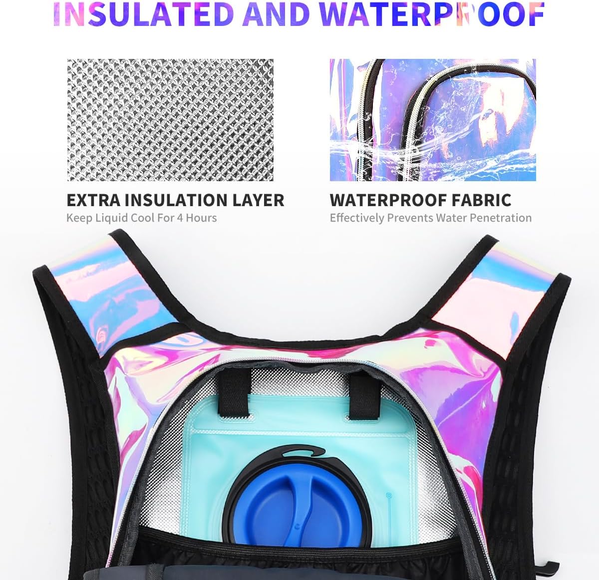 Hydration Pack, Hydration Backpack with 2L Hydration Bladder, Festival Essential Water Backpack, Lightweight Hydration Bag Hydropack Hydro for Running, Biking, Music Festival Gear, Rave