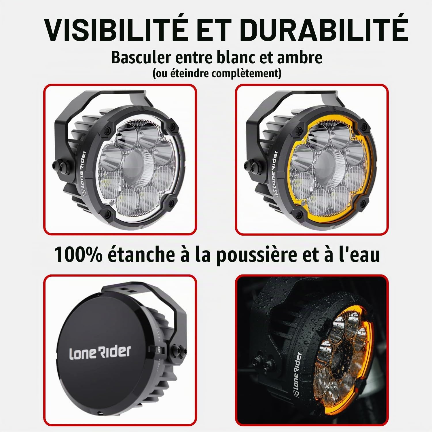 Lone Rider Feux Additionnels LED Moto pour BMW R1300GS | Phares additionnels LED étanches, feux de jour, 23 200 lumens, faisceau 6-en-1. MotoCAN & support sous-bec inclus.