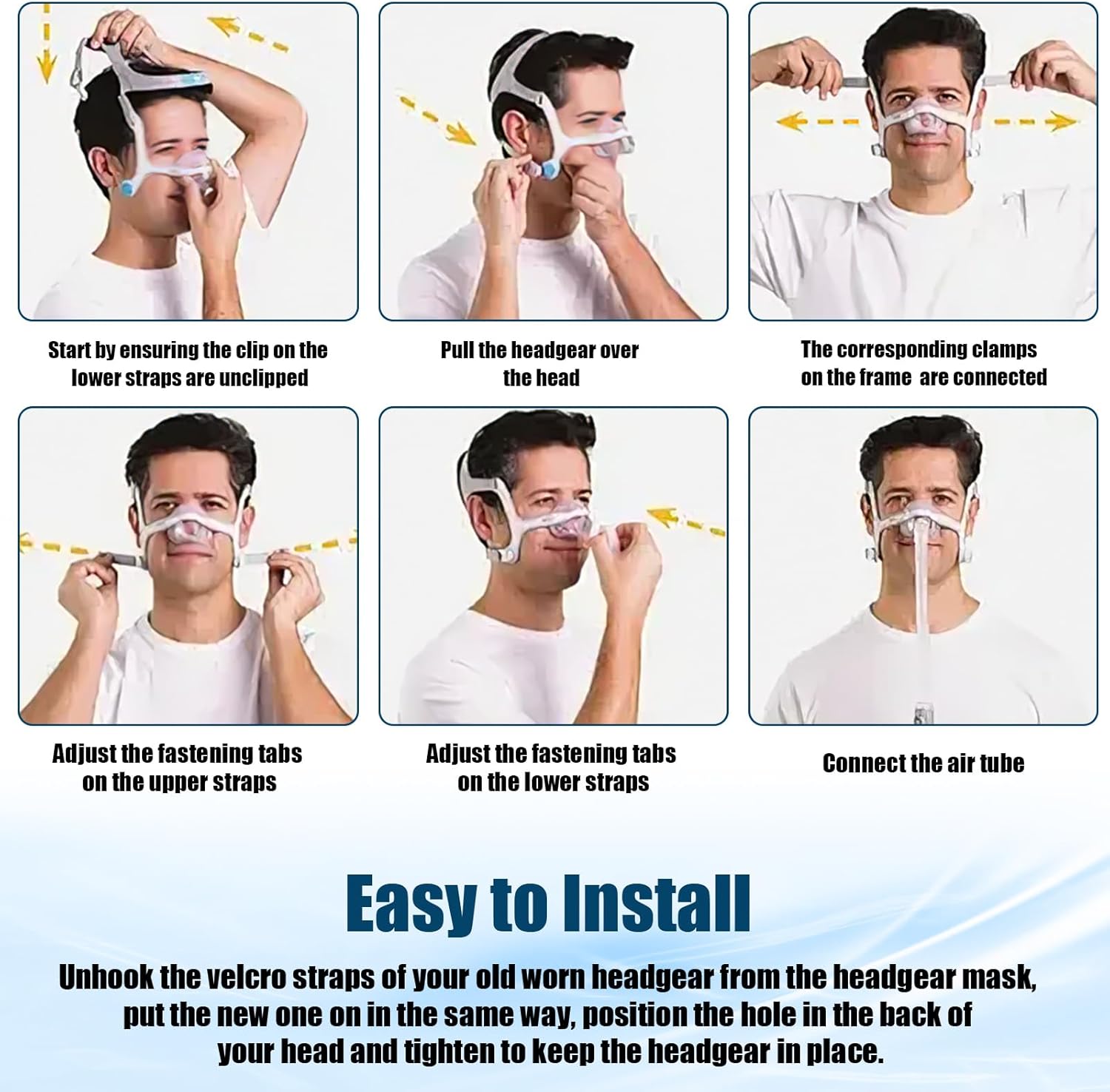 F20 Full Face Replacement Headgear for ResMed AirFit/AirTouch Head Strap, Headgear Replacement Straps for ResMed Airfit F20 Full Face Mask - Large, Blue (1 Pack) - Image 6