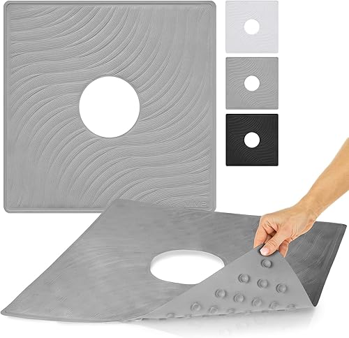 Miniatura 11 de Vive Alfombrilla de ducha - 22" por 22" cuadrada antideslizante, alfombrilla de baño grande para bañera - Diseño patentado - Almohadilla Negro