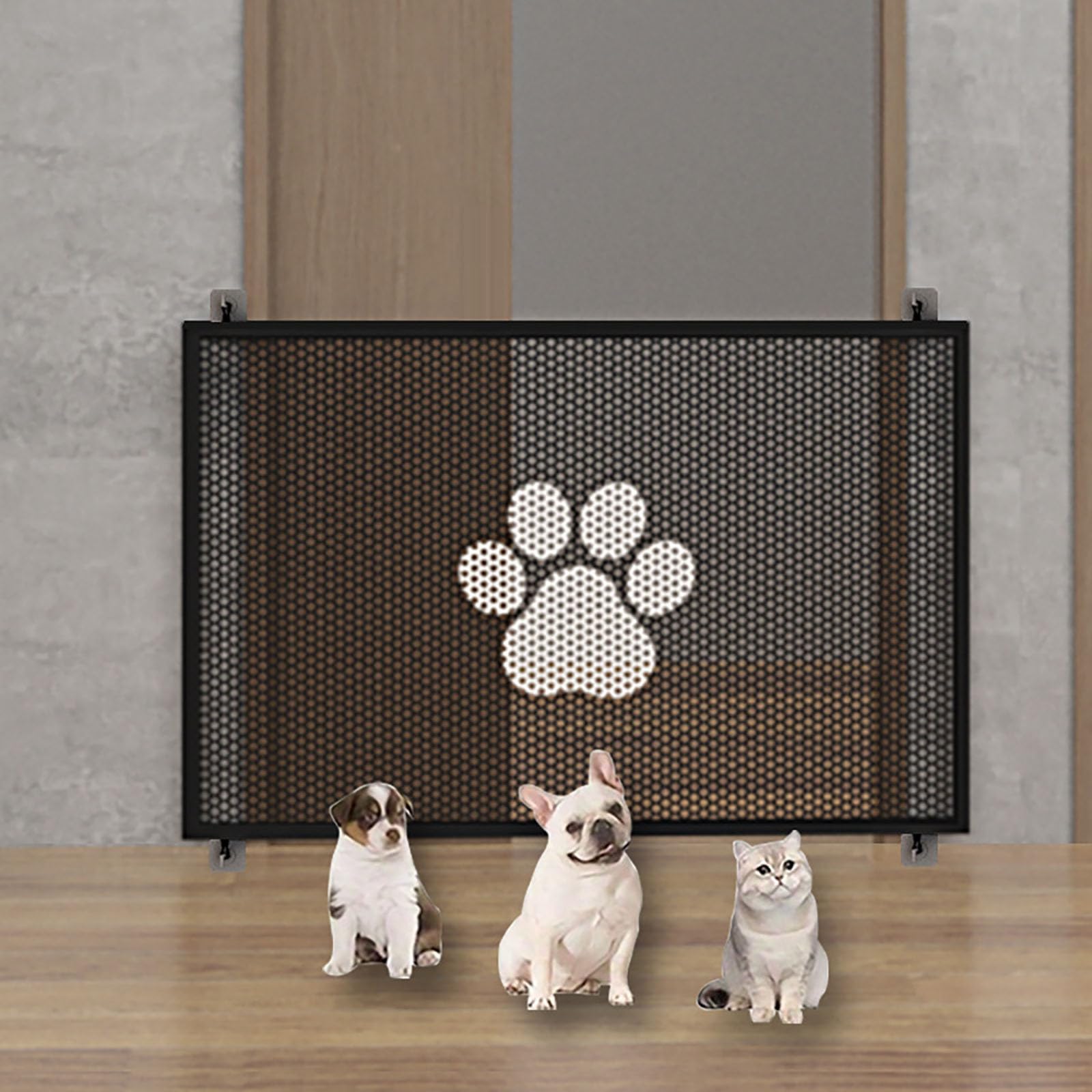 Retractable ﻿No Drilling Dog Gate Indoor for Stairs & Doorways,Foldable Pet Gate,Pet Stair Safety Gate with Breathable Mesh Screen,Portable Fence Net,for Doorways Stairs Hallways Entrance Porch (#B)