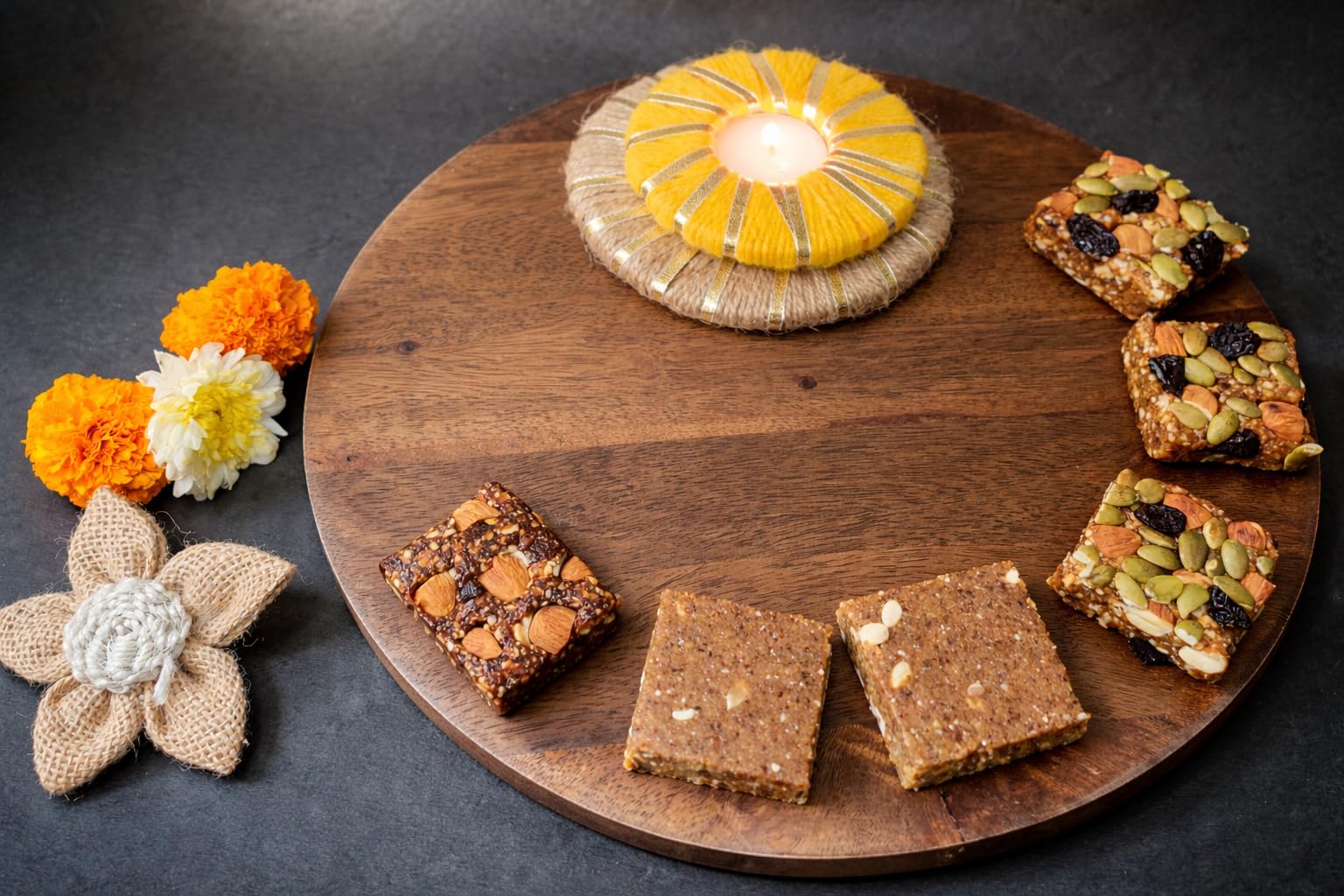 Vegan Mithai-Assorted Mithai Box of Coffee Badam, Choco Badam, Alsi Makhana and Paushtik Tukda.-image-35