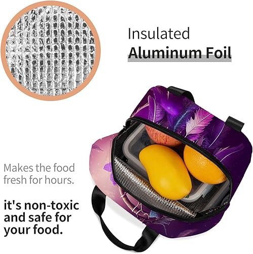 Miniatura 6 de Bolsa de almuerzo aislada para mujeres y hombres, atrapasueños con estrellas moradas, reutilizable, a prueba de fugas, linda lonchera para el
