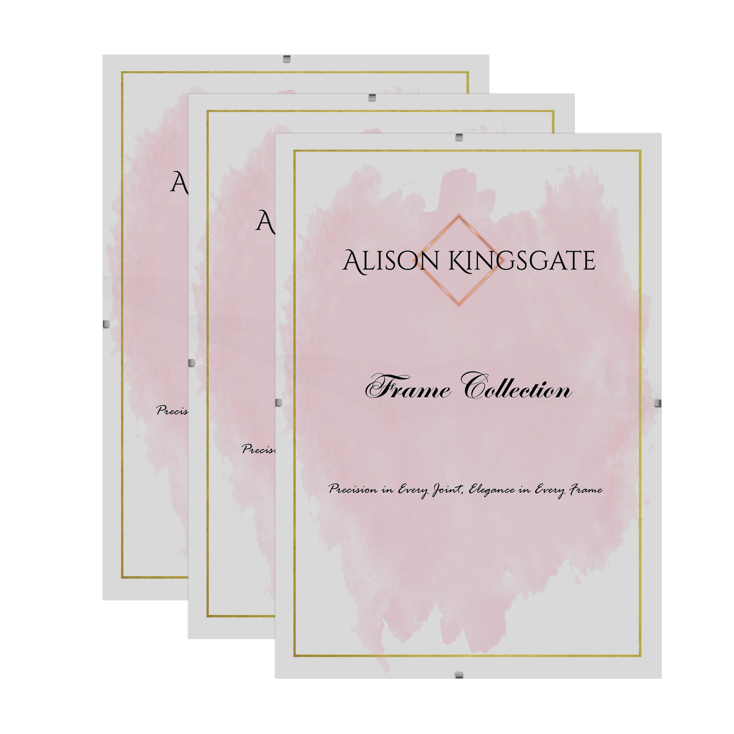 Alison Kingsgate 9X9 Clip Frame (Pack of 3)- Frameless Picture Frame with Shatter-Resistant Perspex & Sturdy MDF Back- Borderless Clip Photo Frame for Posters, Certificates, Art & Wall Decor
