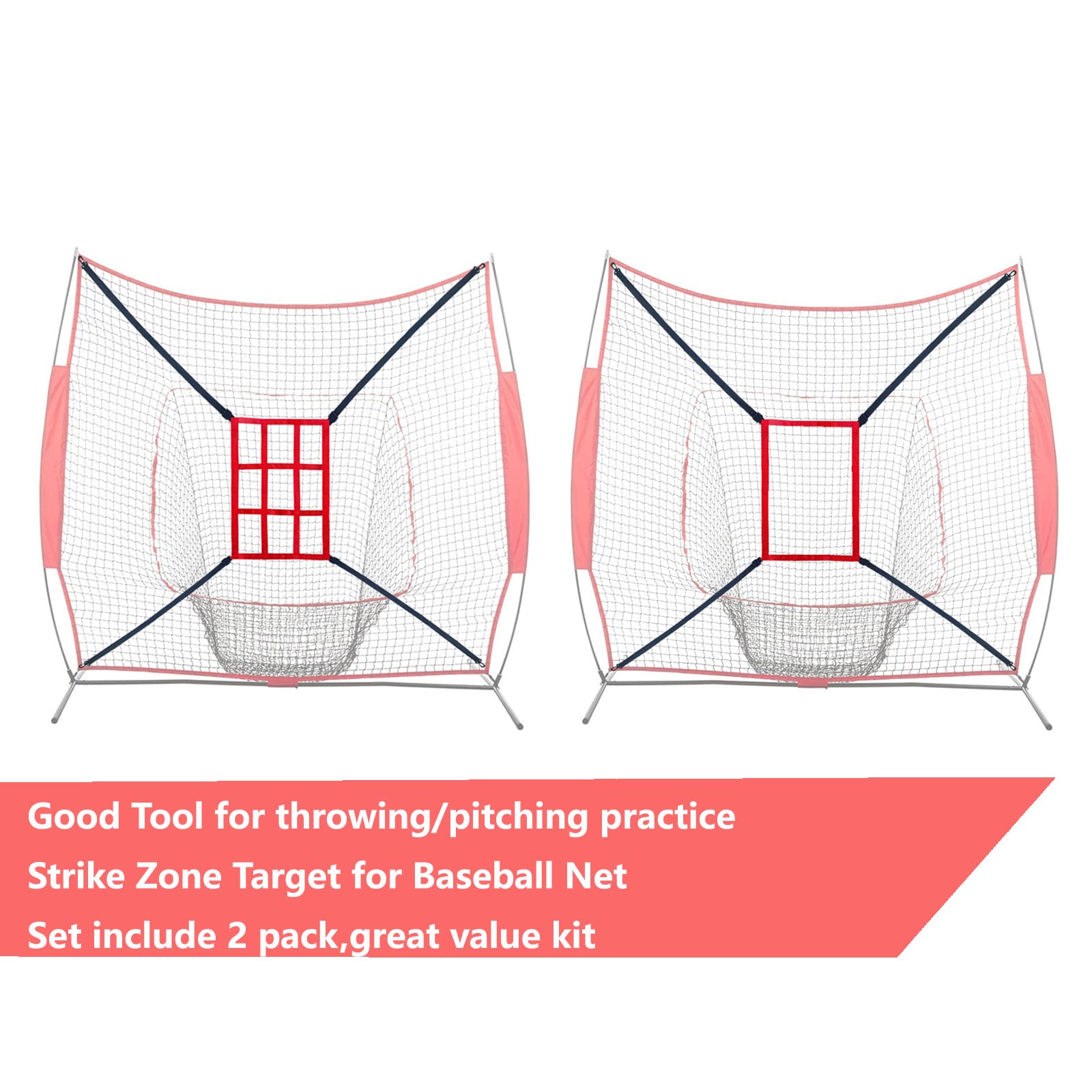 Cible De Lancer Softball/baseball 9 Trous - Avec Zone De Frappe, Filet, Neuf Ouvert
