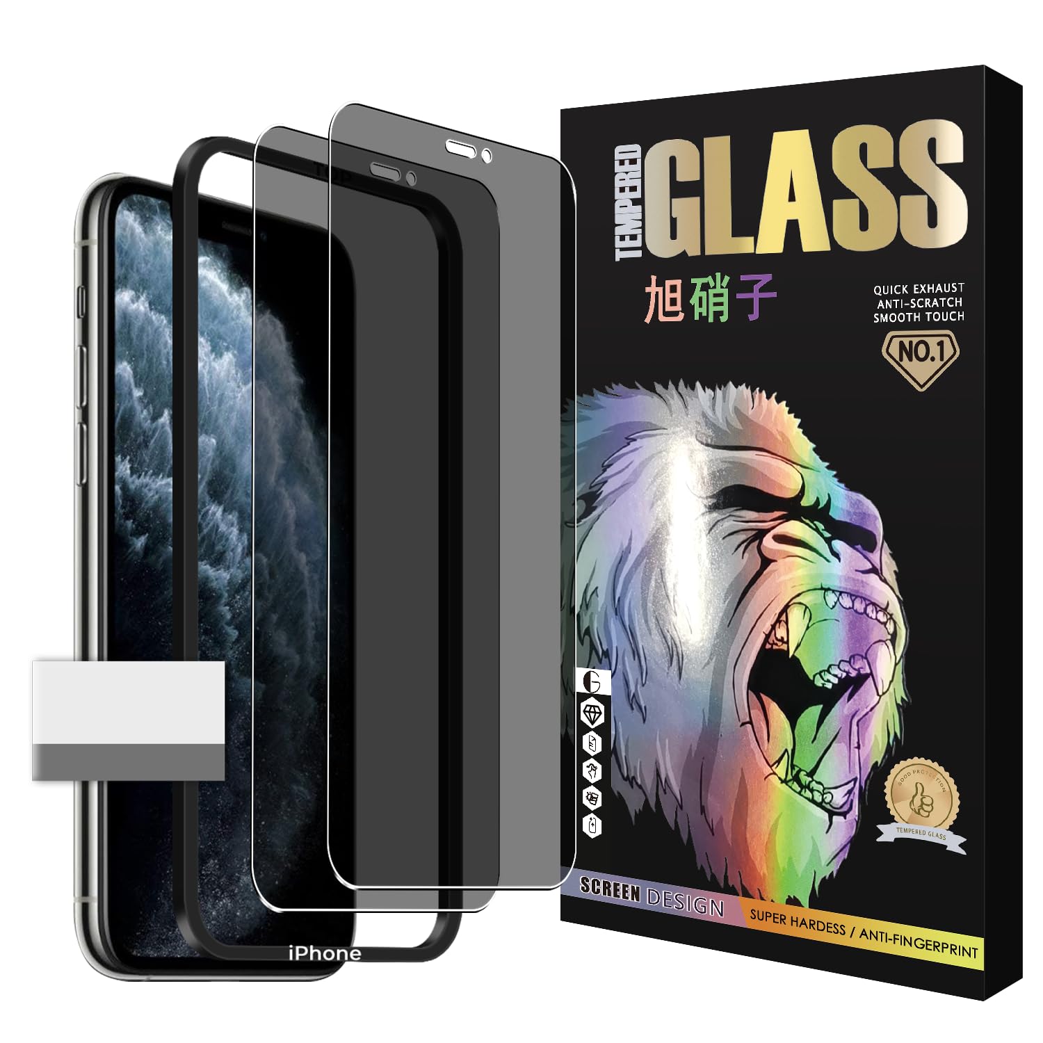 【硬度10H】対応 iPhone 11 Pro/X/Xs ガラスフイルム 覗き見防止 ガイド枠付き 【2枚セット AGC旭硝子 】 iPhone11 pro フイルム のぞき見防止 アイフォン11 Pro/Xs/X 液晶 保護フィルム のぞき見 プライバシーフィルム 強化ガラス 【 硬度9H 耐衝撃 飛散防止 厚さ0.26mm 気泡ゼロ 3D Touch対応 高感度 指紋防止 ラウンドエッジ加工 】 TZ10H-11PFK2