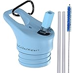The Coldest Water Insulated Standard Mouth Size 2.0 - Sports Straw Cap Flip Top Lid - Multi-Compatible with Standard Mouth Size Stainless Steel Water Bottles (Fusion Blue)