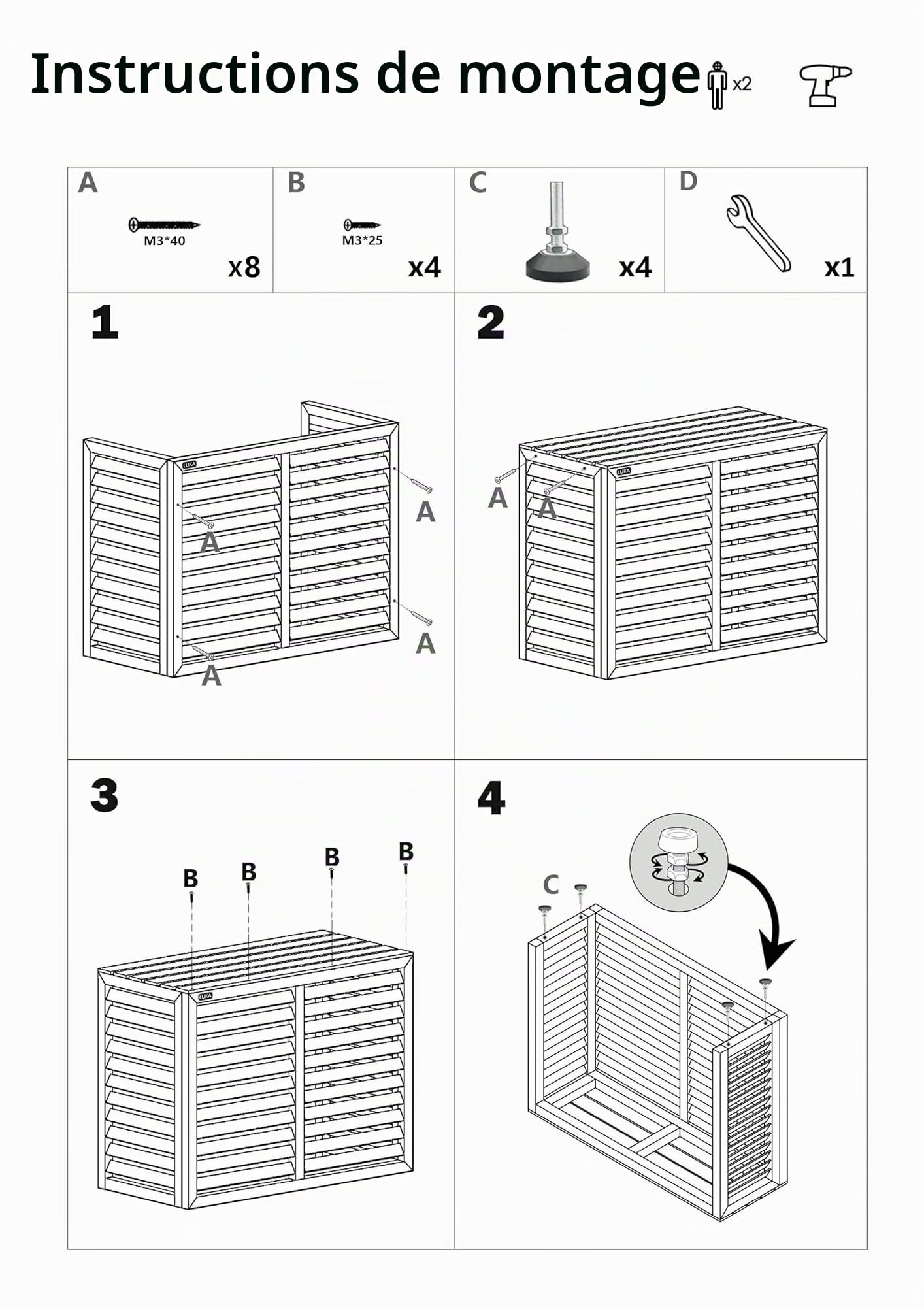 Revêtement brise-vue en bois pour appareils extérieurs, climatisation ou pompe à chaleur (anthracite)