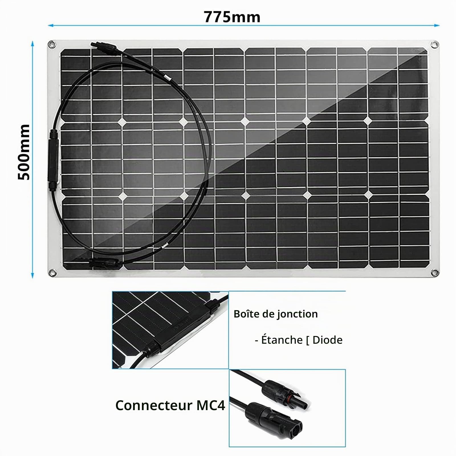 Kit De Panneaux Solaires 1000w 2pcs 500w, Système De Panneau Solaire Flexible Hors Réseau Module Monocristallin Photovoltaïque 18v, avec Deux Ports USB