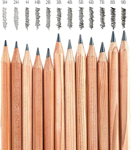 Miniatura 3 de Juego de lápices de dibujo para artistas, 12 piezas, lápices de dibujo 3H, 2H, H, HB, 2B, 3B, 4B, 5B, 6B, 7B, 8B, 9B, 9B