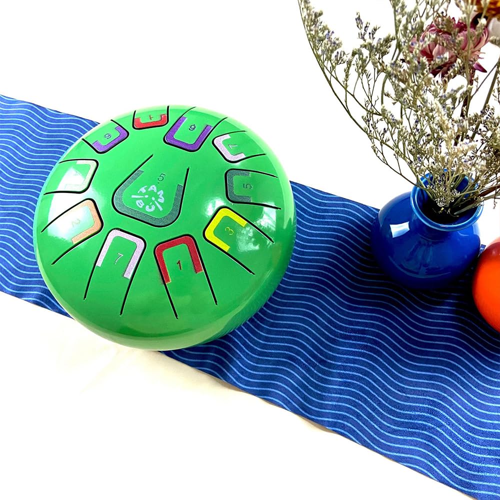 Tambor de lengua de acero de 8 pulgadas y 11 tonos, pandereta multicolor, adecuado para entrenamiento fetal, interpretación musical, iniciación musical, instrumentos de meditación de yoga (azul)