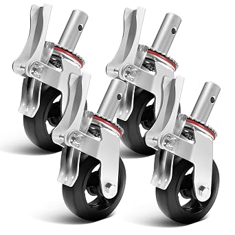 Metal Scaffolding Caster Wheels 6in,heavy Duty Casters Set of 4, Double Locking Rubber Casters, 360 Industrial Casters, Each Set Can Hold 4400 Lbs. 6 Inch