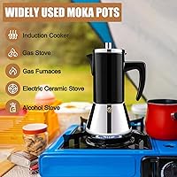 Vista 5 de 4 tazas de acero inoxidable 304 espesado Moka Pot Estufa Espresso Maker Cafeteras Italiano Percolador Espress Maker Capaz Greca Mocha cafetera