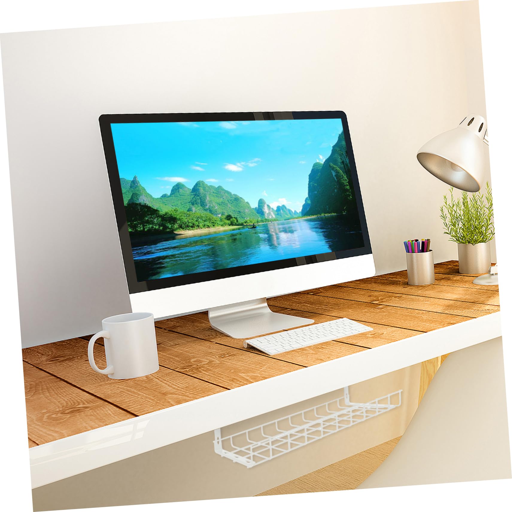 Passe-câbles sous Bureau en Fer Blanc, Organisateur de Câbles