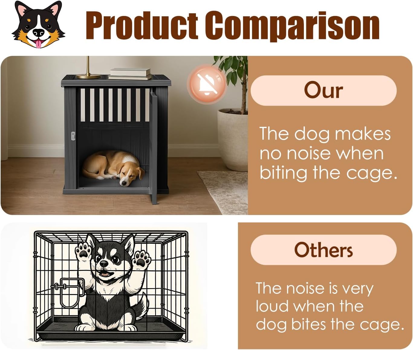 30 INCH Small Dog Crate Furniture Lockable Dog Kennel Indoor Dog Cage Plastic Pet Cage End Table for Small/Medium Dogs, Black