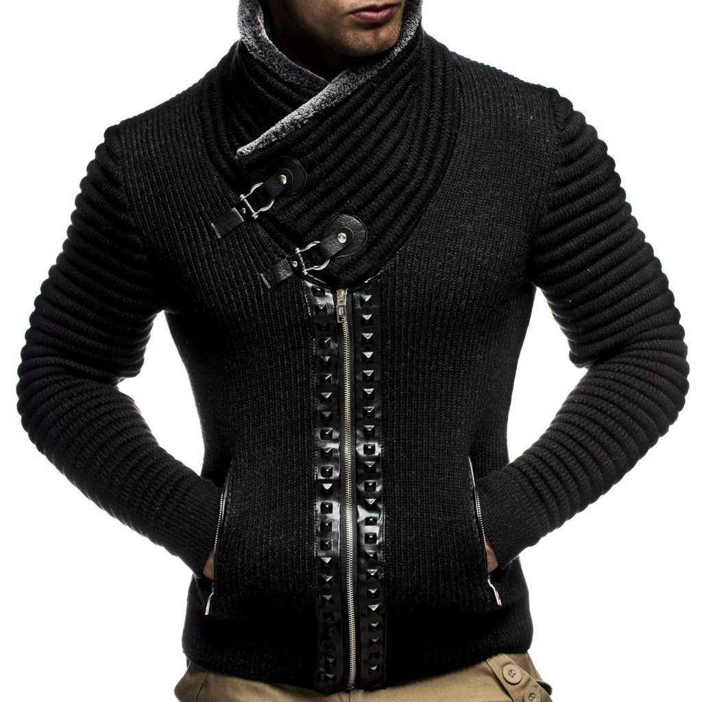 Leif Nelson Giacca Uomo in Maglia Cardigan Collo a Scialle LN-5065